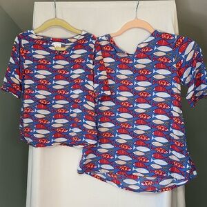 Sister & Me Matching Colorful Fish Print Cover ups Size xsmall & medium.
